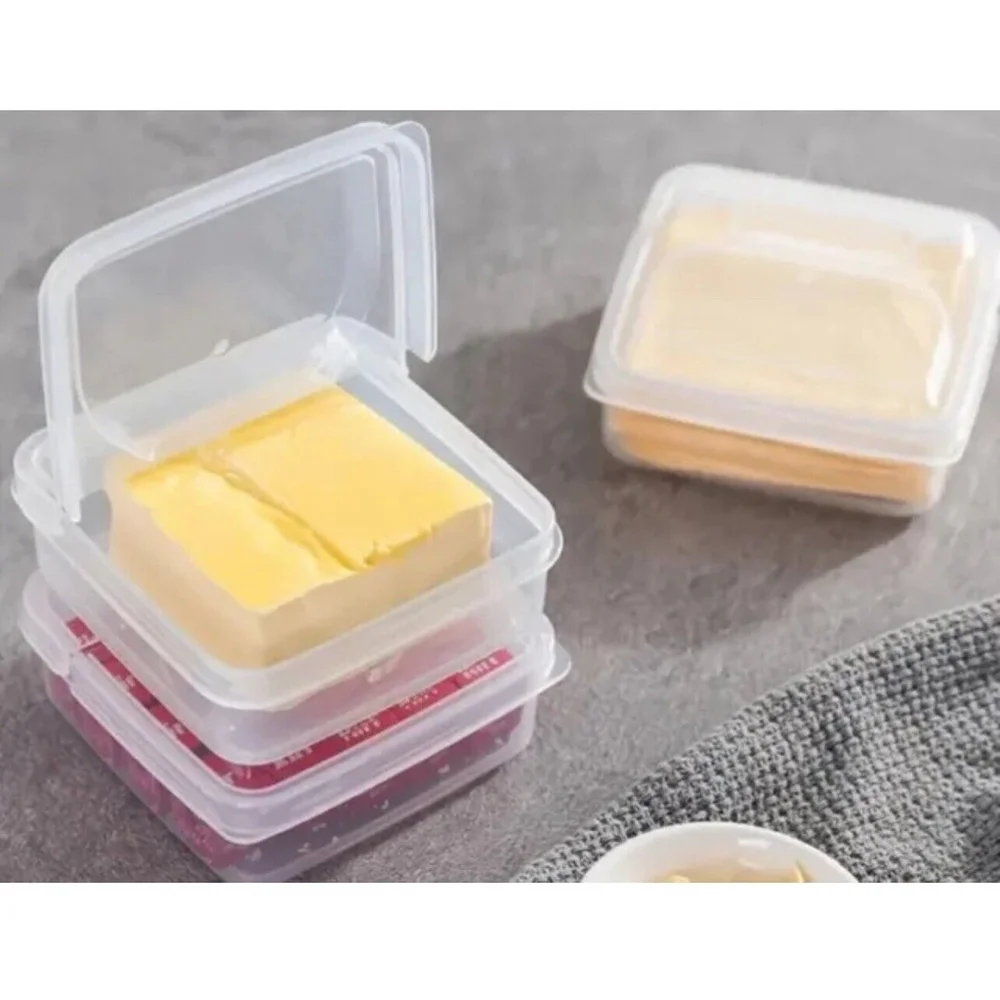 Clear Food Storage Box, Plastic Refrigerator Storage cheese butter box ( 3 Pack)